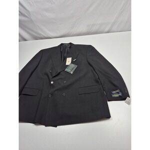 BeaverBrook Suit Jacket Mens 50R Black Wool Double-Breasted Canada NWT